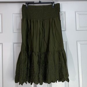 NWT JASON WU STRETCH COTTON EMBROIDERED MAXI SKIRT